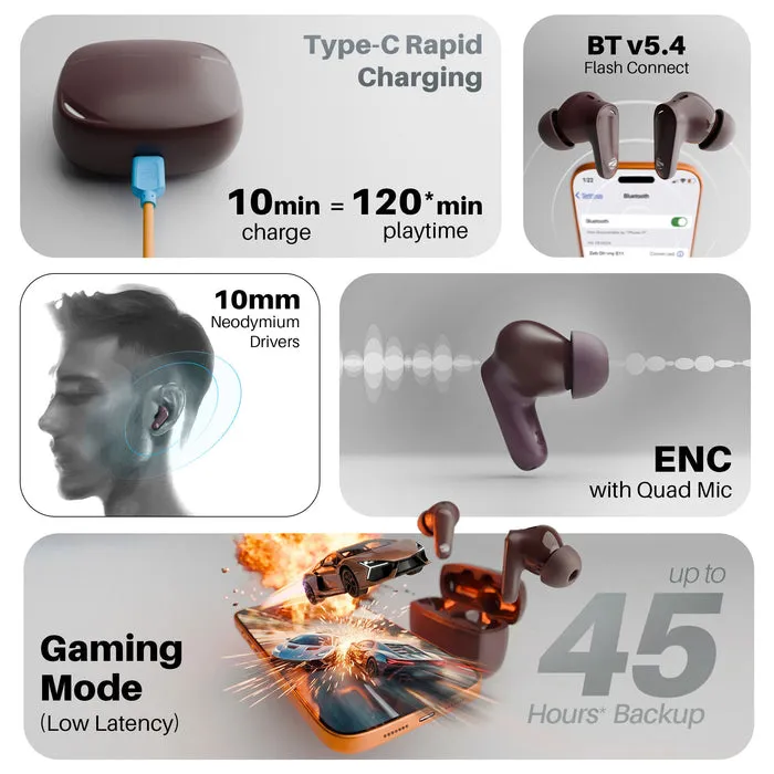 Zebronic Wireless Bluetooth Earbuds Dh'vnyE11 Burgandy (ZEB-PODS zi 14) view 2
